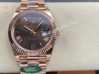AR Factory Rolex Daydate 40*12.2mm 3255 Movement Brown Face Romans Markers Watch